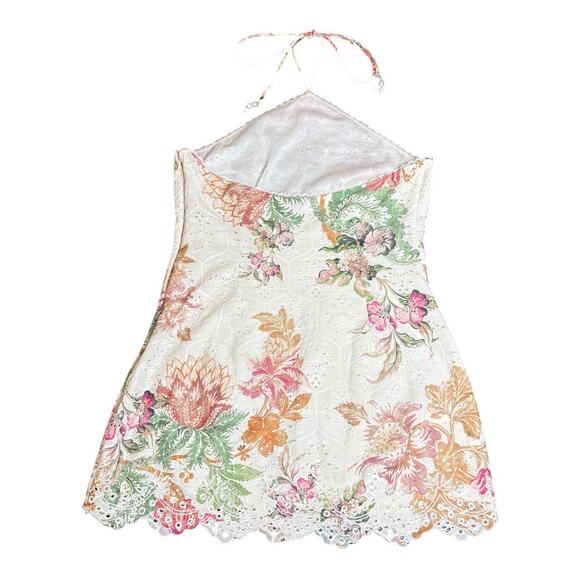 Hemant And Nandita Short Floral Eyelet Scalloped Mini Dress Large - Picture 5 of 10